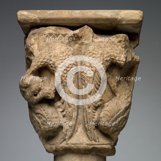 Engaged Capital with Birds and Dragons, late 1100s. Creator: Unknown.