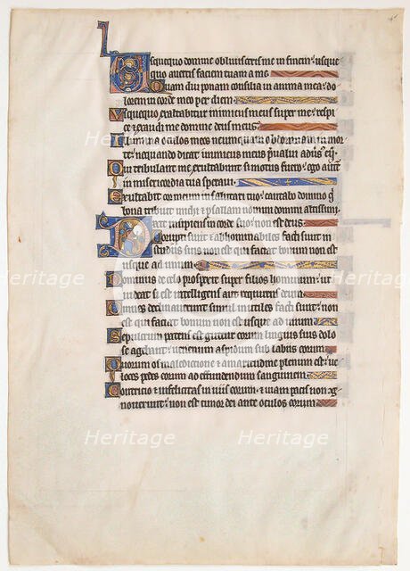 Manuscript Leaf from a Royal Psalter, British, 13th century. Creator: Unknown.