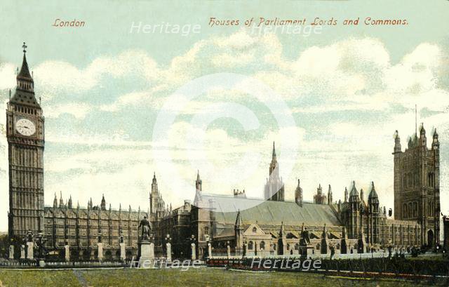 'Houses of Parliament Lords and Commons', late 19th-early 20th century.  Creator: Unknown.