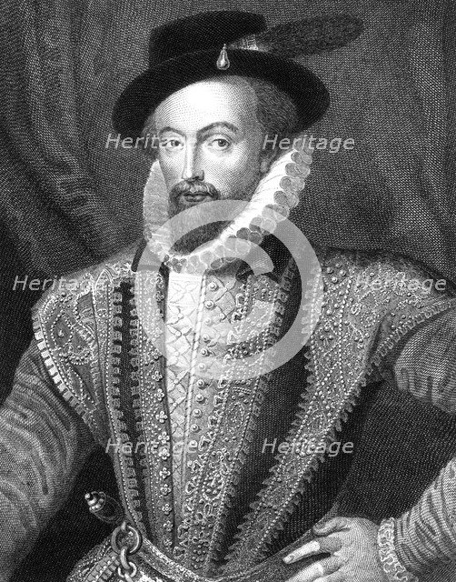 Sir Walter Raleigh, English writer, poet, courtier, adventurer and explorer, (1821).Artist: J Fitler