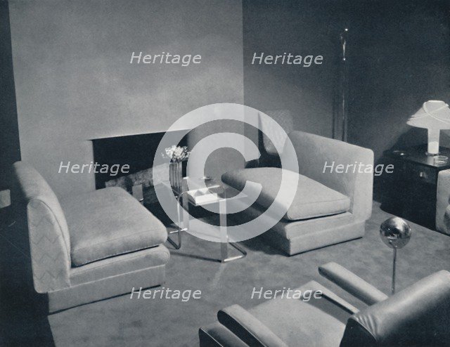 'A fireside group in a living-room designed by Russel Wright', 1935. Artist: Unknown.