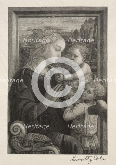 Old Italian Masters: The Virgin Adoring the Infant Christ, 1888-1892. Creator: Timothy Cole (American, 1852-1931).