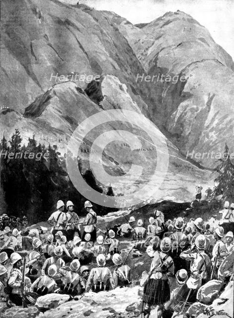 The Chitral Expedition: storming of the Malakand Pass by the Gordon Highlanders and Guides, 1895. Creator: George Meisenbach.