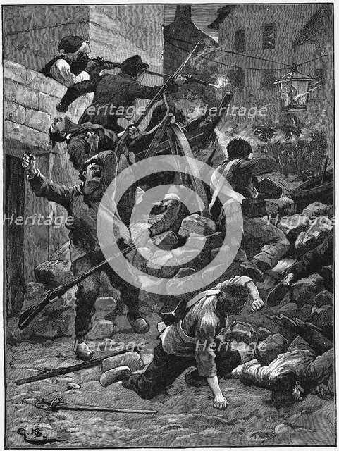 Fighting at the barricades, The July Monarchy, France, 1848 (c1885). Artist: Unknown