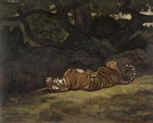 Tiger Rolling, c1850-1869. Creator: Antoine-Louis Barye.