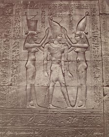Coronation of the King: Bas-relief in the Temple of Edfu, late 19th century. Creator: Henri Bechard.