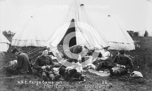 Recruits, Aldershot, H.A.C. Fargo Camp. 1914, 1914. Creator: Bain News Service.