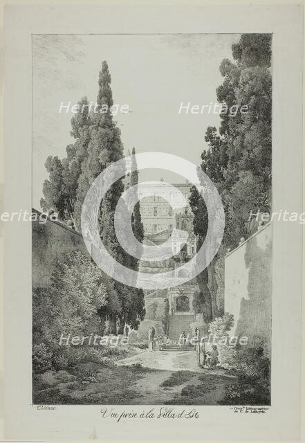 View of the Villa d'Este, 1817. Creator: Claude Thiénon.