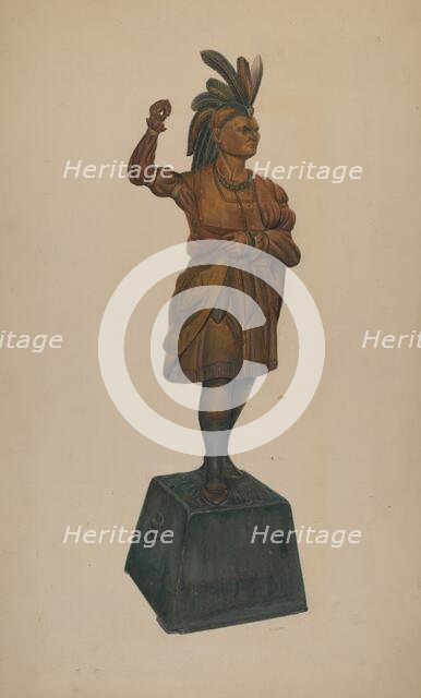 Cigar Store Indian, c. 1938. Creator: Orville Cline.