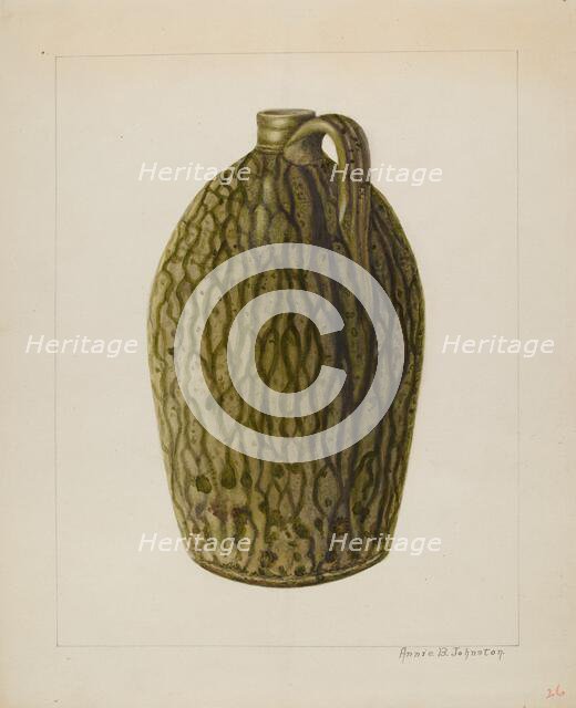 Stoneware Jug, c. 1938. Creator: Annie B Johnston.
