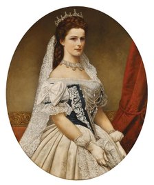 Portrait of Elisabeth of Bavaria in Hungarian coronation dress with the rose diadem, 1867. Creator: Raab, Georg Martin Ignaz (1821-1885).
