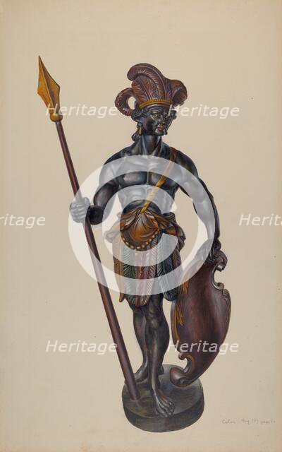 Cigar Store Indian, c. 1937. Creator: Walter Hochstrasser.