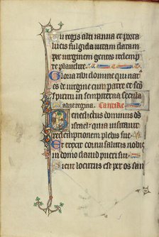 Initial B: A Nimbed Man Wearing a Hairshirt (Saint John the Baptist?); Ruskin Hours, about 1300. Creator: Unknown.