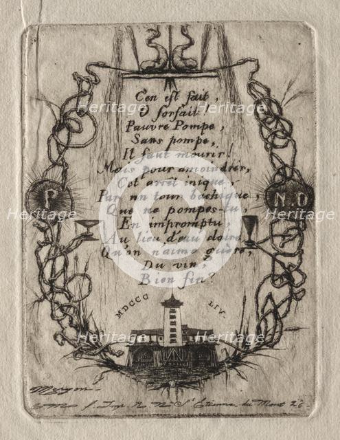 Etchings of Paris: The Notre Dame Pump, Small Plate, 1854. Creator: Charles Meryon (French, 1821-1868).