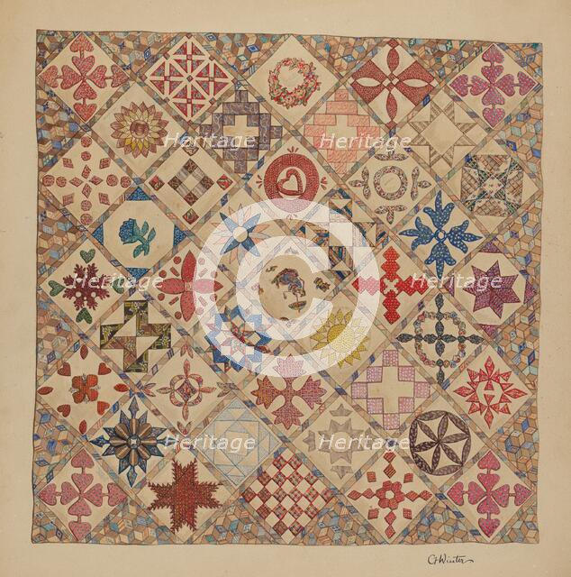 Bedspread (Detail of Center), c. 1937. Creator: Charlotte Winter.