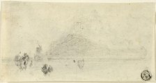 Sketch of Mont Saint Michel (recto), c. 1818. Creator: John Sell Cotman.