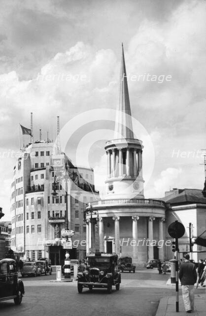 All Souls, Langham Place and Broadcasting House, London, 1952. Creator: Arthur Charles Kirby Ware.