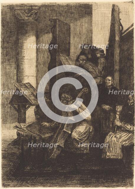 Choir in a Spanish Church (Le choeur d'une eglise espagnole), 1860. Creator: Alphonse Legros.