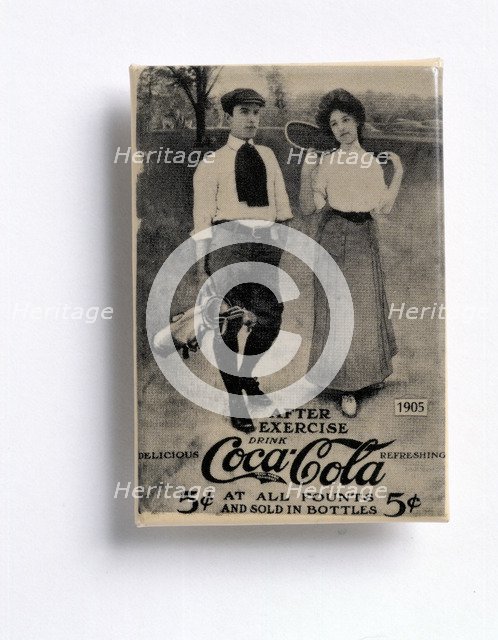 Coca-Cola advertisement with a golfing theme, c1905. Artist: Unknown