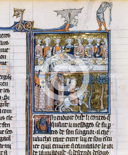 Banquet and riders, c1280-1290. Artist: Unknown
