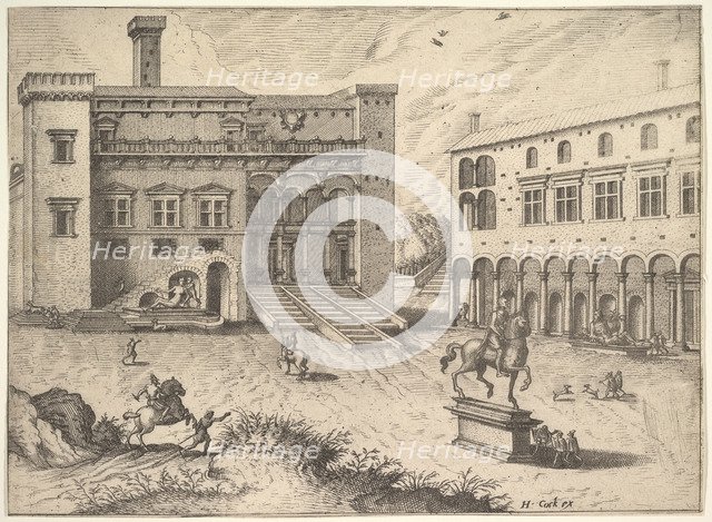 View of the Campidoglio on the Capitoline Hill, from the series Operum antiquorum romanorum, 1562. Artist: Doetecum, Joannes van (ca 1530-1605)