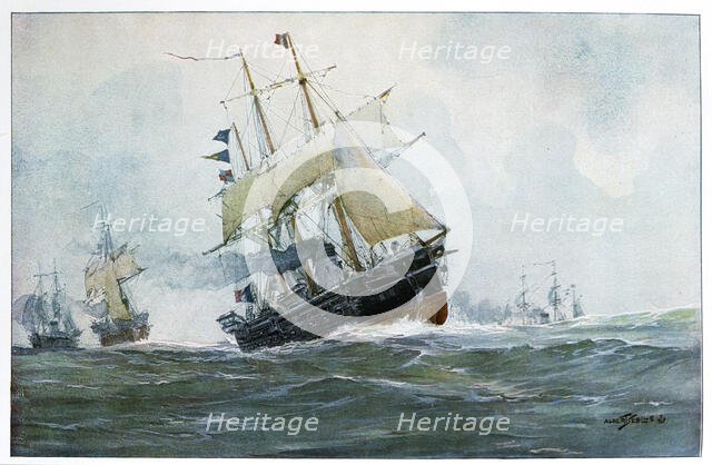 French frigate, 'La Surveillante', 1870 (20th century). Artist: Albert Sebille
