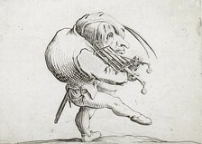 Man Playing a Grill in the Manner of a Violin, 1616. Creator: Jacques Callot.