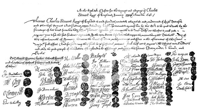 Warrant for the execution of King Charles, 1648, (1909). Artist: Unknown