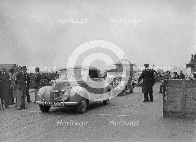 Ford V8 drophead of DB Hall at the RAC Rally, Madeira Drive, Brighton, 1939. Artist: Bill Brunell.
