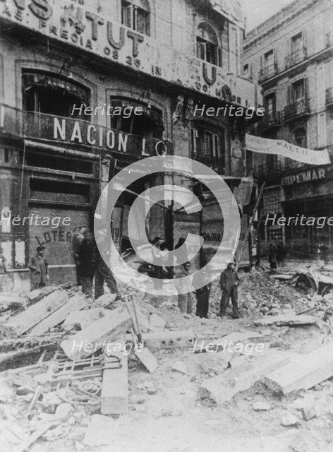Rubble in the main street, Palma, Majorca, Spain, Spanish Civil War, c1936. Artist: Unknown