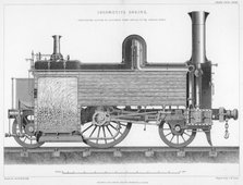 Longitudinal section of a typical British passenger steam locomotive, 1888. Artist: Unknown