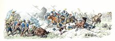 Thirty Years War. Attack of the German Imperial Lancers on the Swedish infantry. 17th century. Ge…