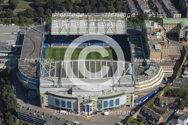 Stamford Bridge Stadium, home to Chelsea Football Club, Chelsea, London, 2021. Creator: Damian Grady.