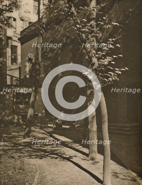 'A Pool of Quiet in "Streaming London's Central Roar", c1935. Creator: Walter Benington.