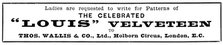 Advertisement for the Celebrated "Louis" Velveteen, 1895. Creator: Unknown.