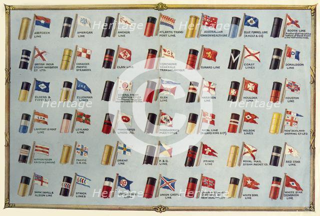 'House Flags and Funnels of Passenger Steamship Lines', c1930. Creator: Unknown.