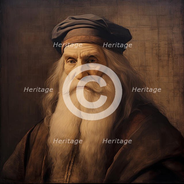 AI IMAGE - Portrait of Leonardo da Vinci, 1500s, (2023). Creator: Heritage Images.