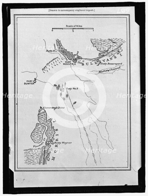 Map showing Fort Sumter and Fort Moultrie, between 1909 and 1914. Creator: Harris & Ewing.