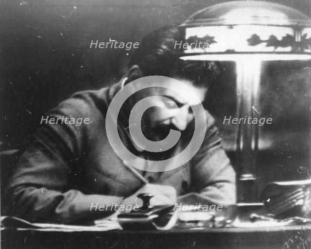 Soviet leader Josef Stalin in his Kremlin study, Moscow, USSR, 1935. Artist: Unknown