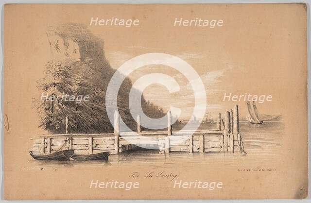 Fort Lee Landing, in: The New York Drawing Book, Containing a Series of Original Designs a..., 1847. Creator: Frances Flora Bond Palmer.