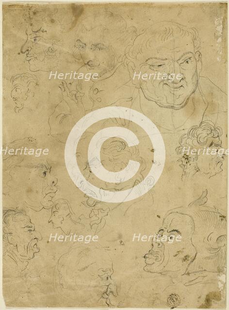 Sketches of Caricature Heads (recto), and Various Small Figures (verso), n.d. Creator: George Moutard Woodward.