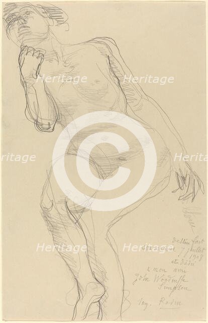 Seated Female Nude Leaning to the Left, 1908. Creator: Auguste Rodin.