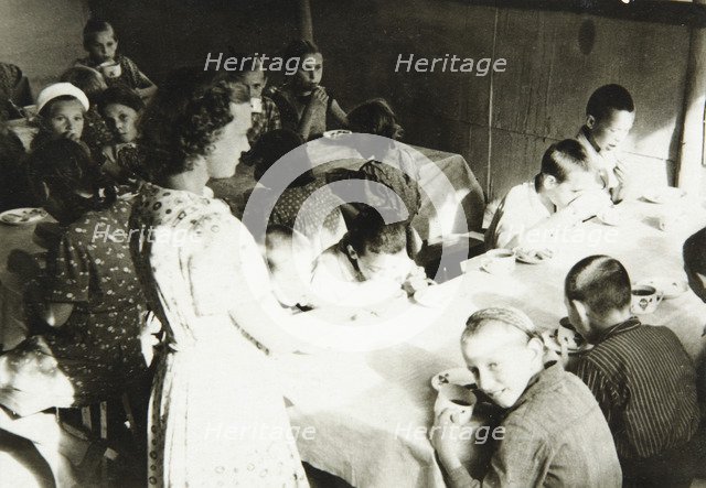 A Young Pioneers camp canteen, USSR, 1930s. Artist: Unknown