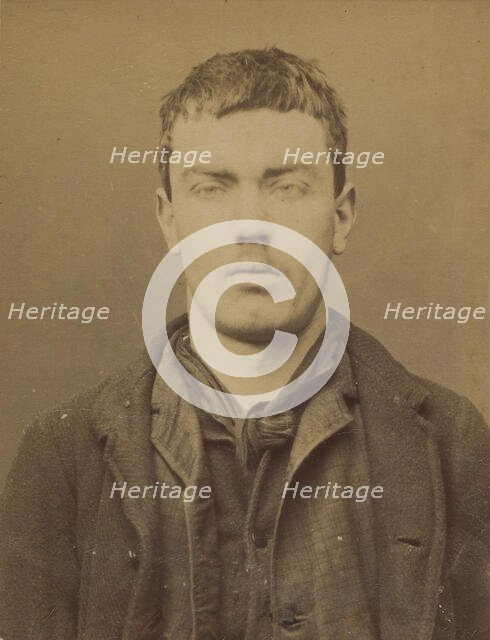 Rossi. Guillaume. 20 ans, né le 8/3/71 à Biel (Italie). Serrurier. Vagabondage. 15/1/95. , 1895. Creator: Alphonse Bertillon.