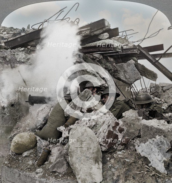 Machine gun nest, Poelcappelle, Belgium, World War I, 1914-1918. Artist: Realistic Travels Publishers.