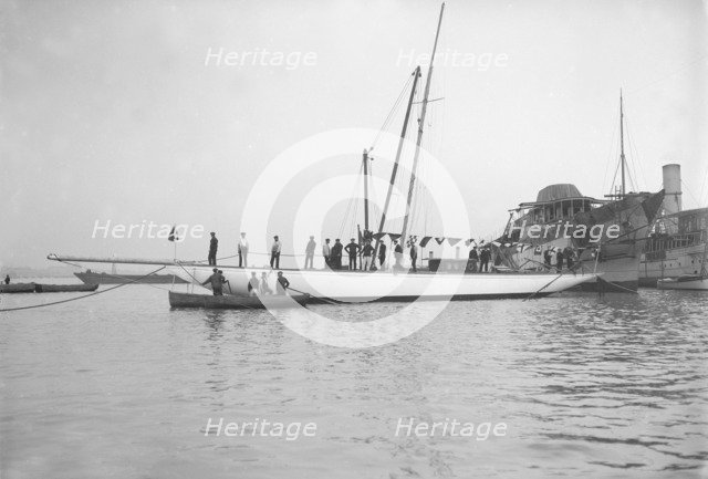 'Norada' after launching, Portsmouth Harbour, 17th June 1911.  Creator: Kirk & Sons of Cowes.