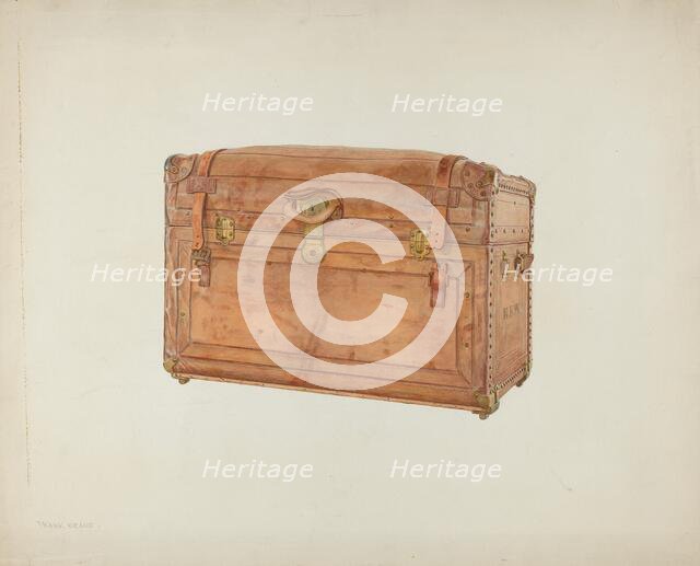 Horse Hide Trunk, c. 1939. Creator: Frank M Keane.