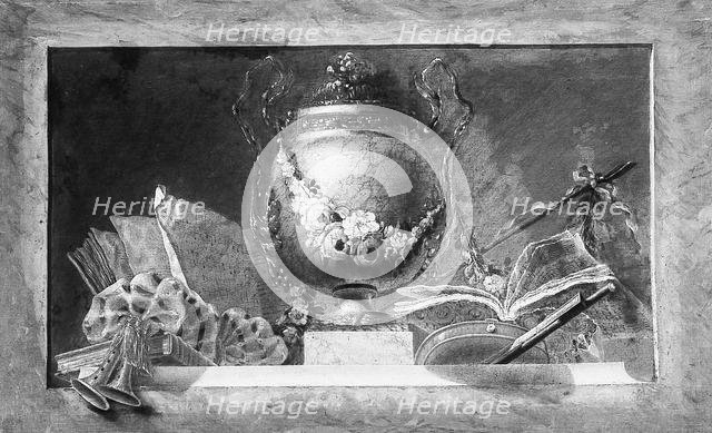 Still life with musical instruments (one of a pair), 18th century. Creator: Unknown.