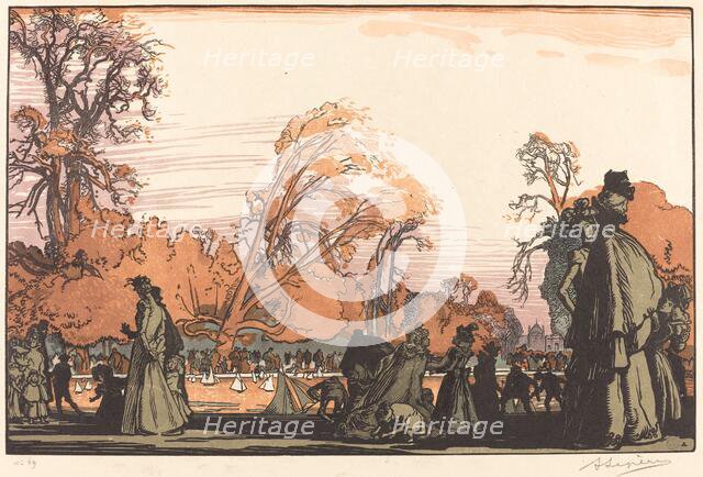 Pond in the Tuileries (Le bassin des Tuileries), 1898. Creator: Auguste Lepere.