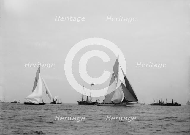 Valkyrie II and Vigilant, the start, 1893 Oct 5. Creator: John S Johnston.